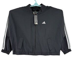 Adidas Women's Multi Sport 3 Stripes Lightweight Black Bomber Jacket Size 2X NWT